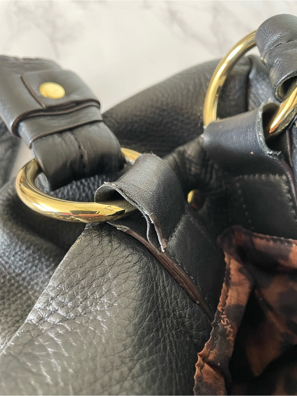 B. Makowsky Black Glove Leather Slouchy Hobo Shoulder Bag Gold Y2K Vintage - Picture 10 of 16